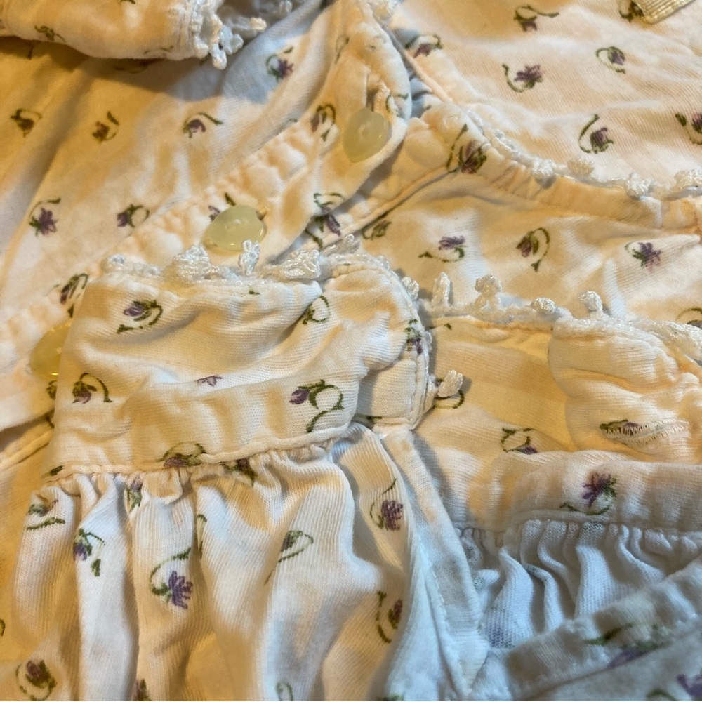 Vintage Crabtree & Evelyn 100% Cotton Knit Nightgown w/Purple Flowers - Picture 6 of 12
